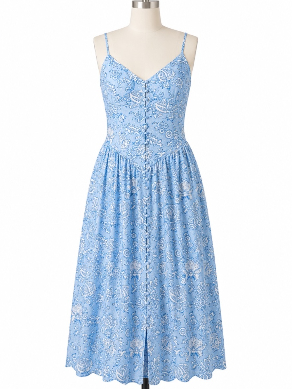 Roller Rabbit x Target Floral Vines Drop Waist Midi Dress Blue M NWT